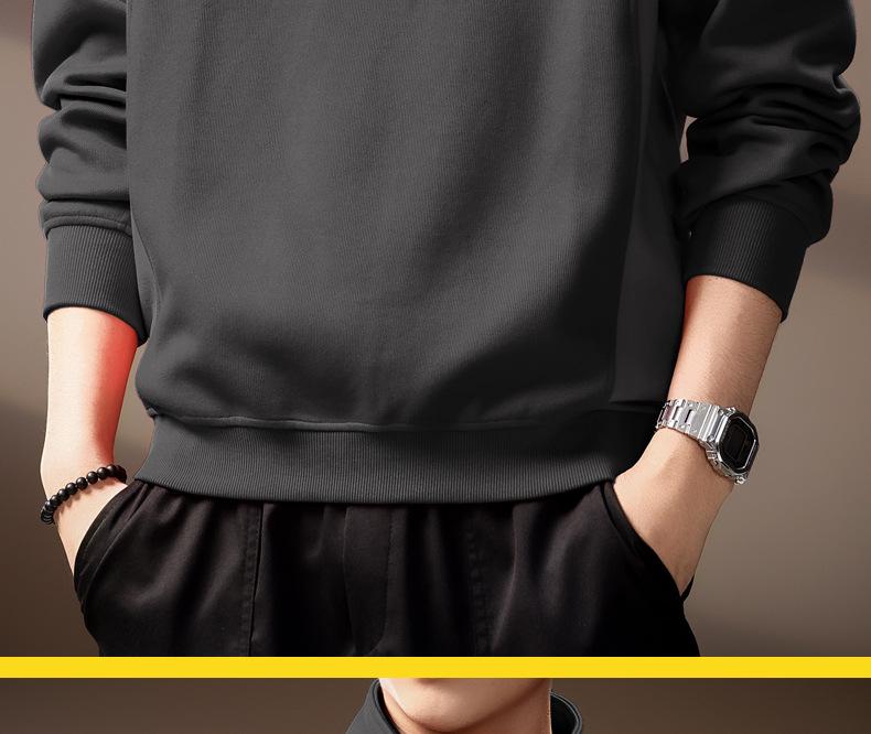 High-End American Retro Heavyweight Half-High Collar Men's Hoodie - Autumn Loose Henley Style