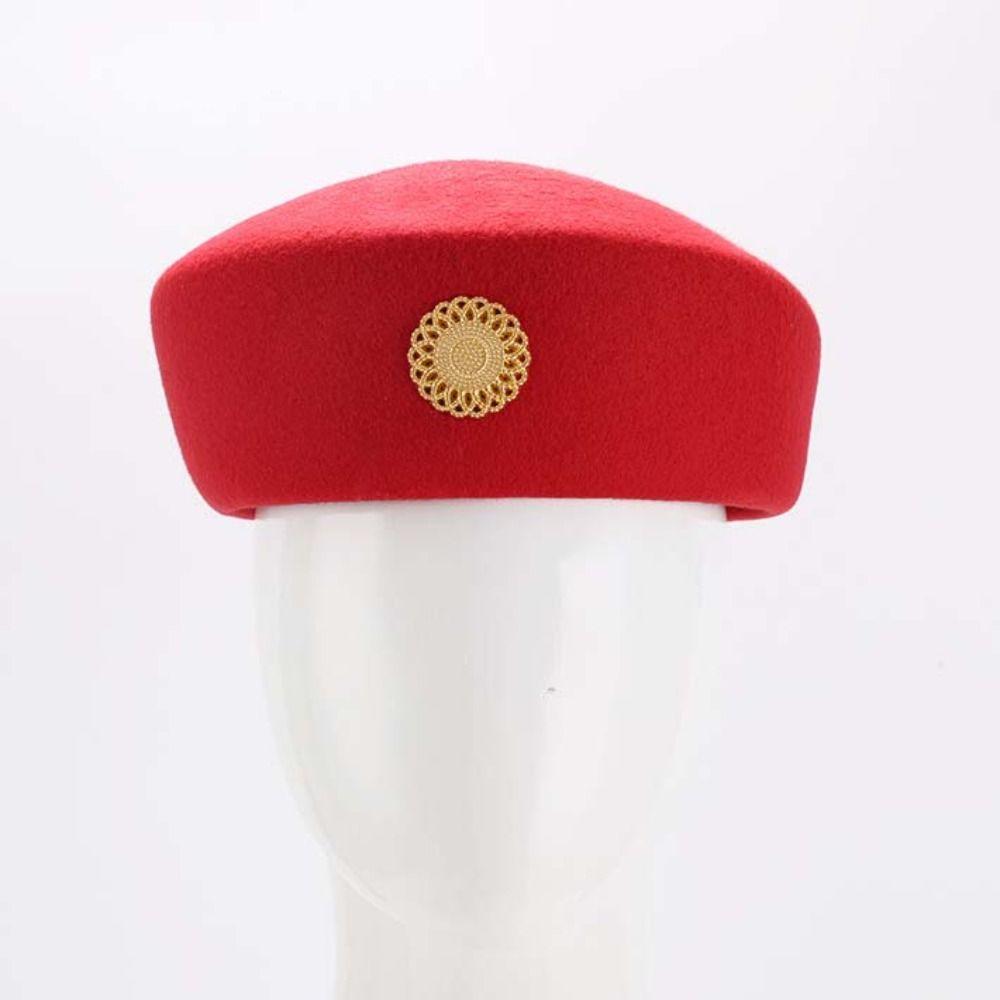 Formal Beret Airline Stewardess Hat Pillbox Hat Marching Band Hat Air Hostesses Caps  Themed Party