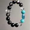 Silver Obsidian & Aquamarine Crystal Unisex Qi Focus Bestseller