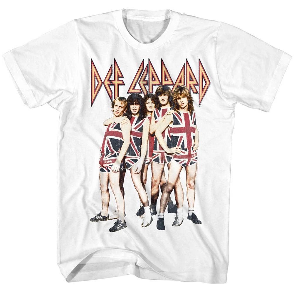 Def Leppard Full Color Photo British Flag Men s T Shirt Rock Music Band Merch L