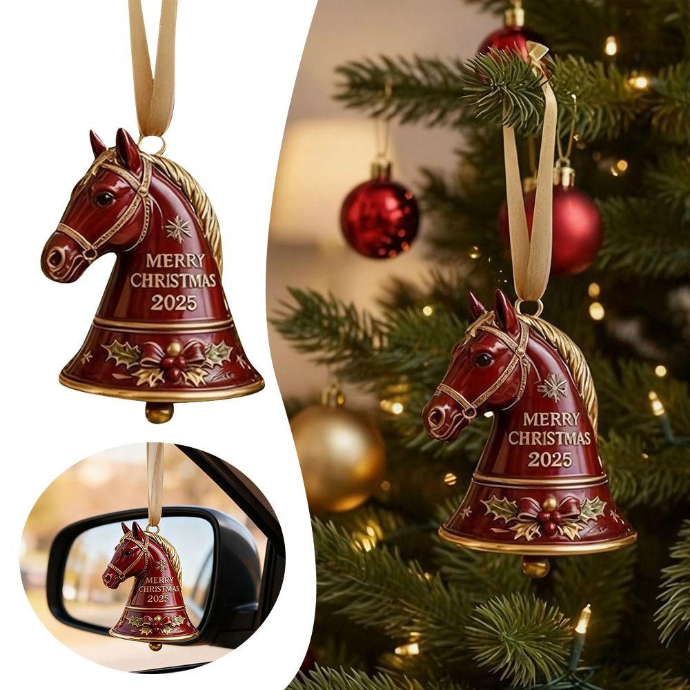 Gifts Handmade Horse Bell Ornament Alloy Red Christmas Hanging Pendant Xmas Tree Hanging Ornament Christmas Decoration