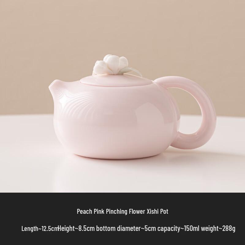 Zhi Nian Hua Peach Pink Ceramic Teapot