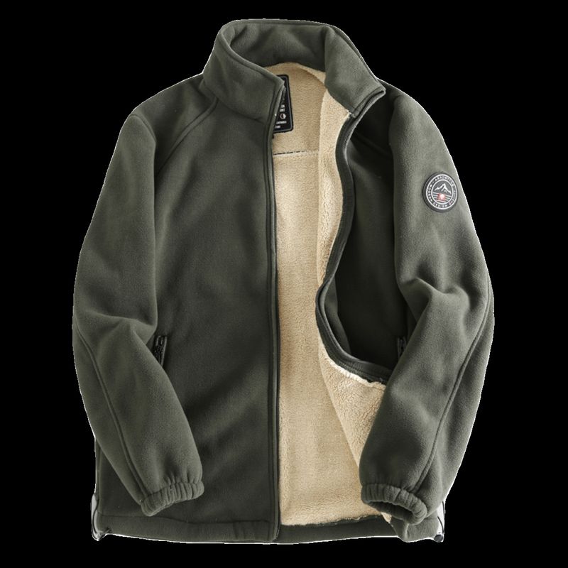 Japanese Quality~ Winter Thickened Warm Men's Mid-Length Fleece Jacket Zip-Up Cardigan Top