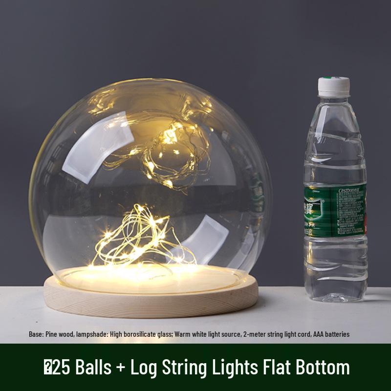 LED Sea Urchin Night Light with Preserved Flower in Glass Cover
