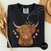 Christmas Highland Cow Baubles Tee, Festive Cow Ornament Shirt, Holiday Highland Graphic, Tartan Bow Cow Tee, Christmas Gift Idea