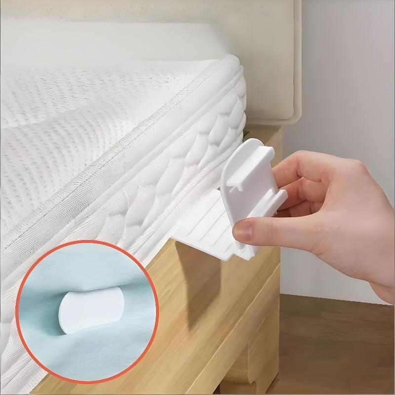 4 Pcs Plastic Non Slip Bed Sheet Holder Clips No Drill Fasteners for Home Bedroom Bedding Slipcover Organization
