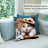 Adorable Cat Cute Pillow Case Short Plush Pillow Covers Sofa Decorative Gift Home Double-Sided Printing Cushion Cover