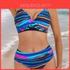 Womens Striped Onepiece Swimsuit With Pushup Fabric For Water Sports Enthusiasts