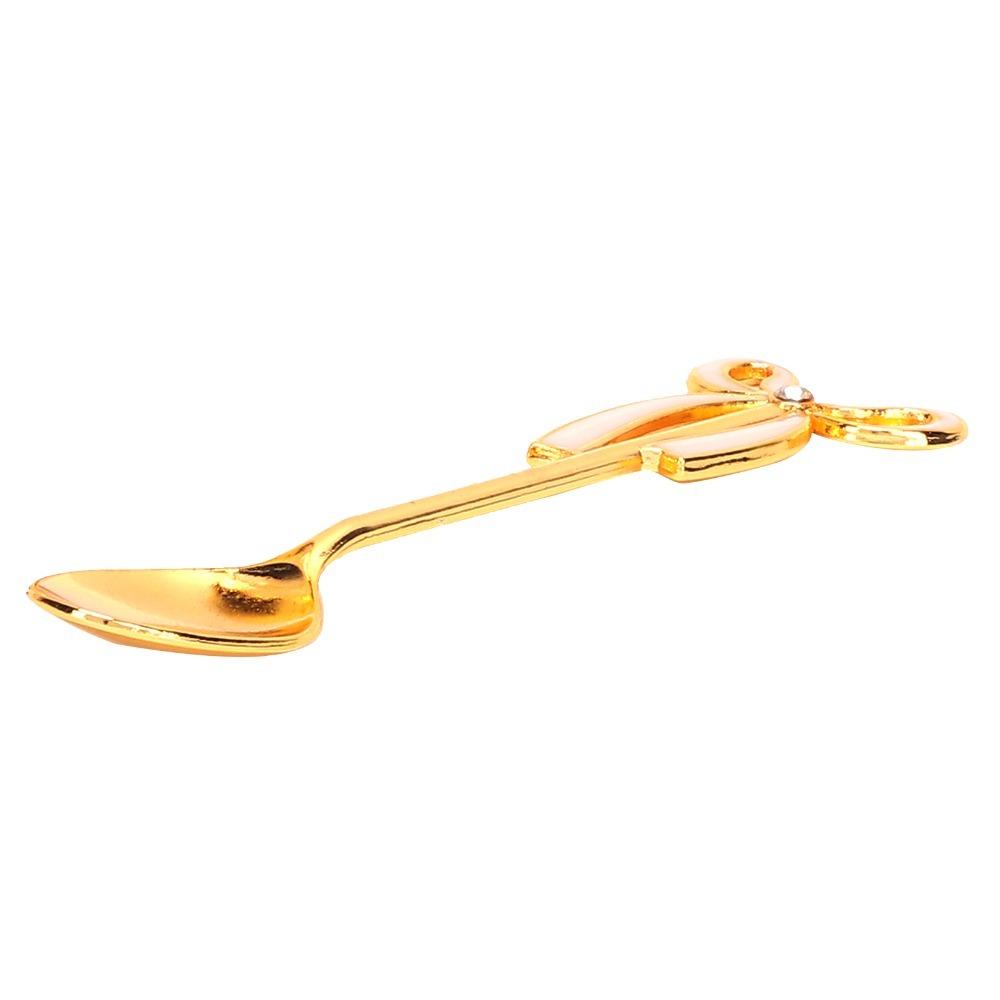 7pcs Swan Base Holder Dessert Spoon Set Gold Fruit Spoon Set Coffee Spoon Set For Coffee