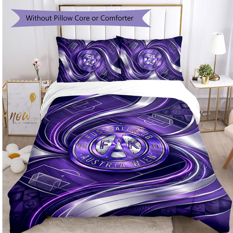Austria Wien FC Printed 3PCS Bedding Set Breathable Duvet Cover with Pillowcases Decorative Bed Linen for Bedroom Home