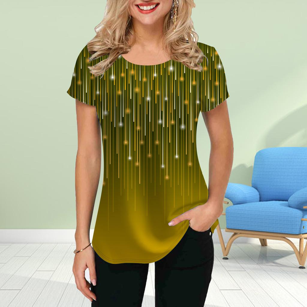 Mode Damen Meteor Print T-Shirt Lustiges Casual O-Ausschnitt Kurzarm T-Shirt Sommer Damen T-Shirt