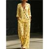 European and American Summer New Blue and White Tie-dye Gradual Change Diagonal Shirt Wide-leg Pants Two-piece Set Women's Casual Long-sleeved Suit