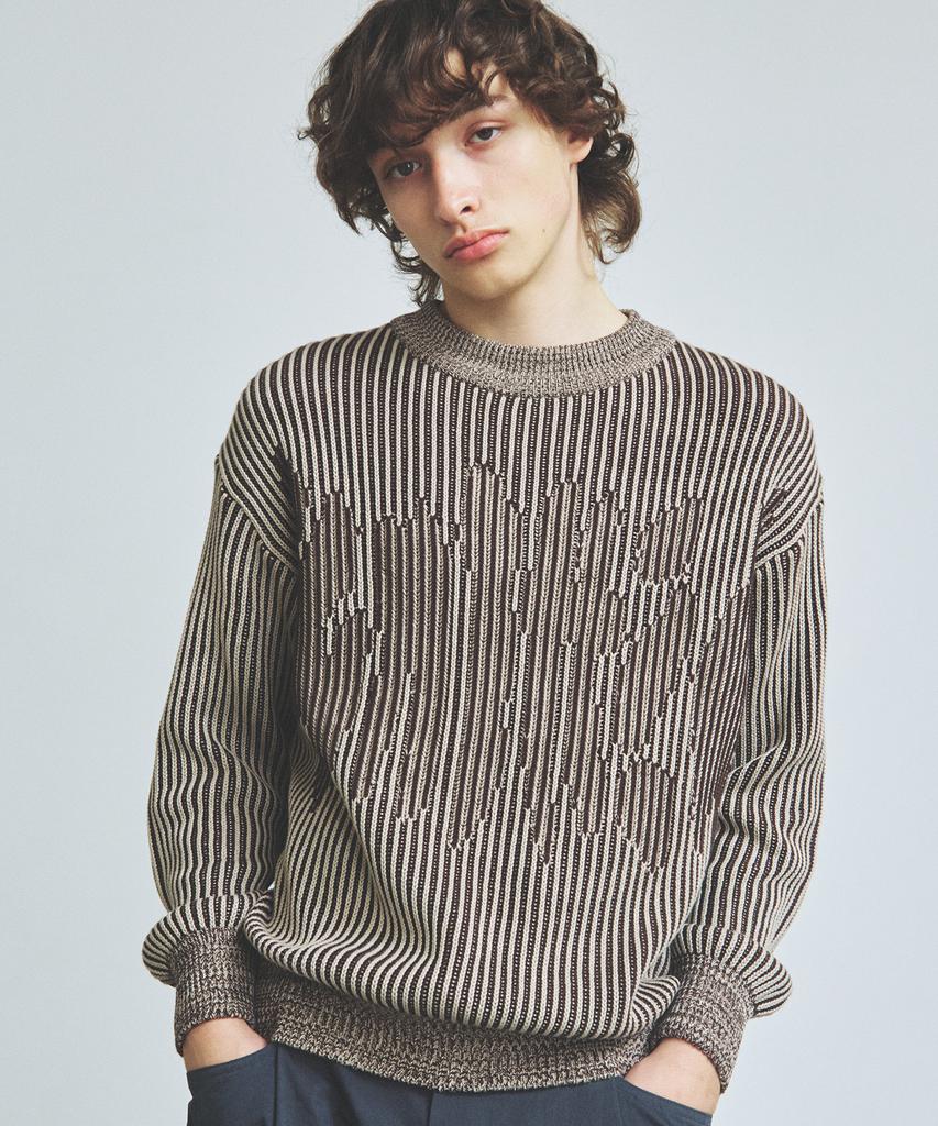 KNITTED Two-Tone Ribbed Logo Knit Brown