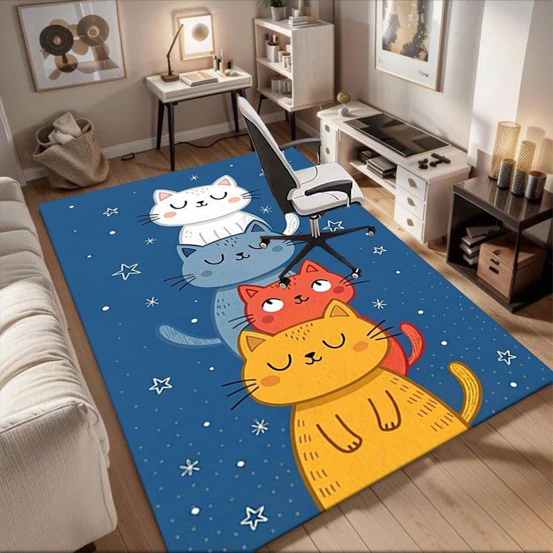 

Starry Night Cat Stack Illustration Wall Art Print Office Mat Home Decor Office Desk Chair Rugs Chair Carpet for office Chair Mat Gift For 60cm by 90cm