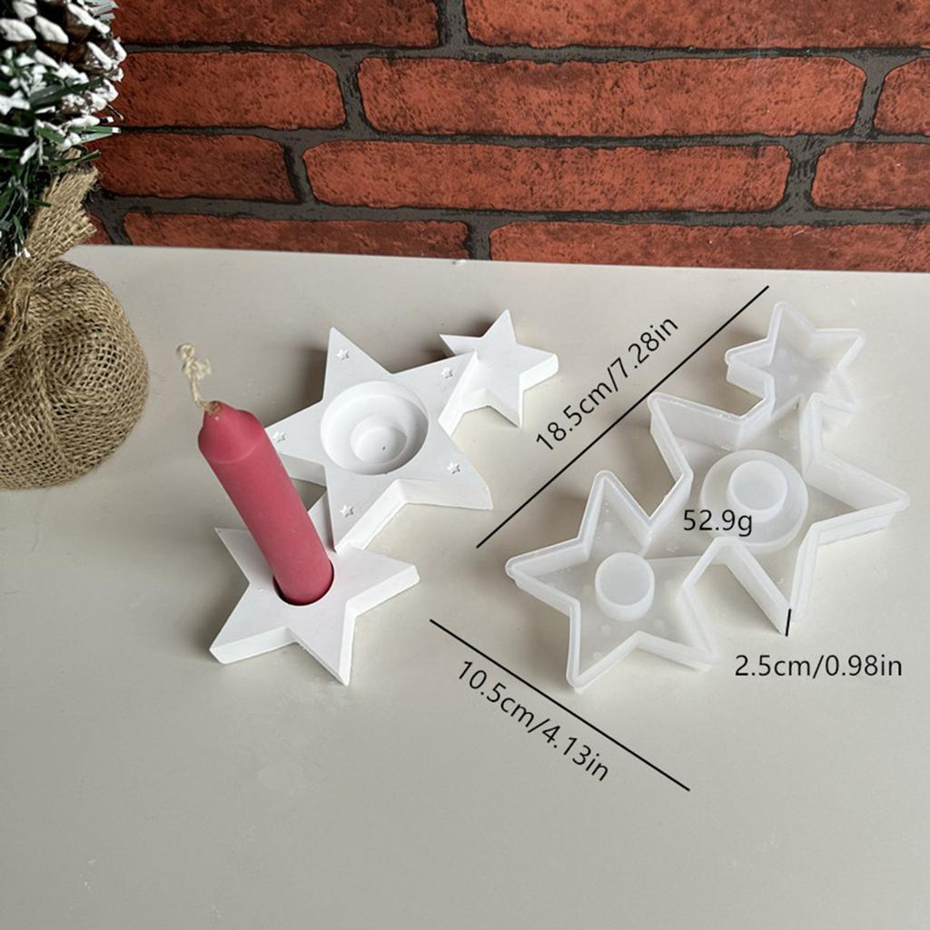 Unique Star Candle Holders Silicone Mold Convenient Silicone Mold For Crafting A Trio Of Interlinked Star Candle Stands