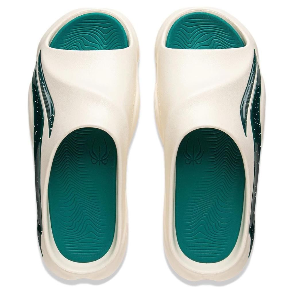 Li Ning BadFive SLIDE OG Slip Resistant Abrasion Resistant Slide Slippers Men's Beige Green ABTV007-5