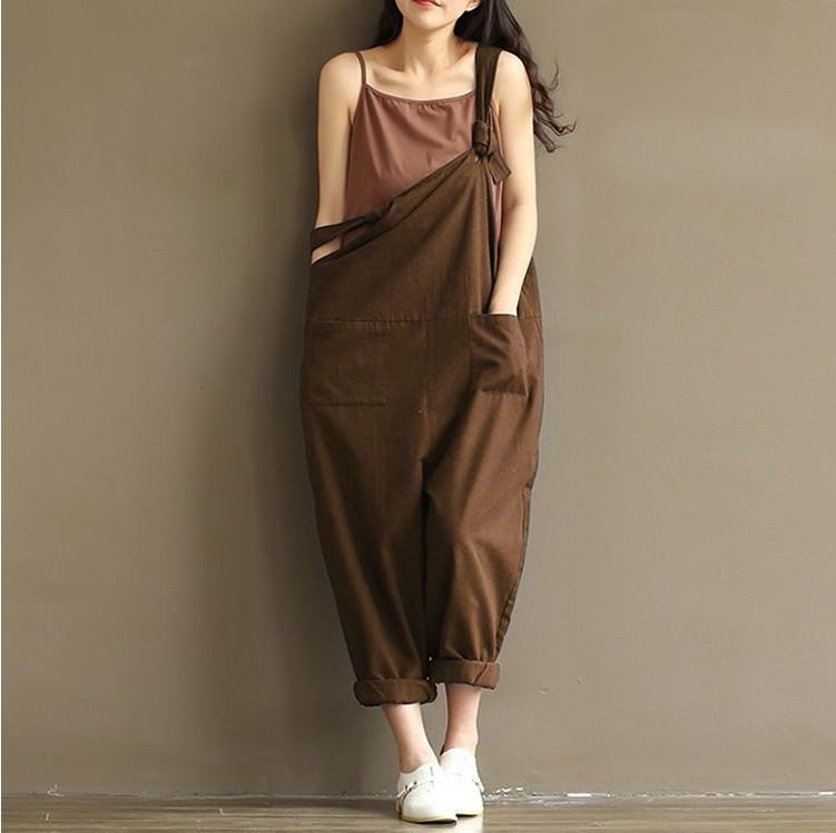 Women's Strap Loose Jumpsuit Summer Casual Pants Sleeveless Oversized Romper Baggy Overalls Jumpsuit
