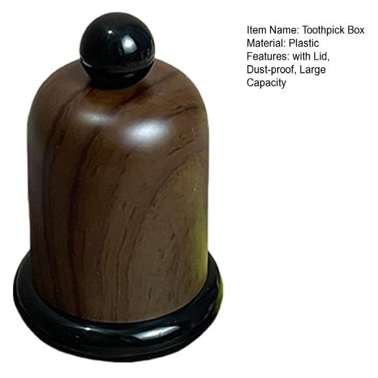 Toothpick Box with Clear/Wood Grain Lid, Dust-proof Toothpick Holder Dispenser, Dental Floss Swabs Toothpick Container for Kitchen Countertop