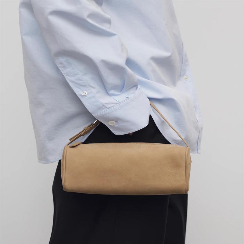 The Row 90er Jahre Abgerundete Kante Lederbesatz Kalbsleder Tragetasche Damen Handtaschen Sand-Grau W1281L651SANDS
