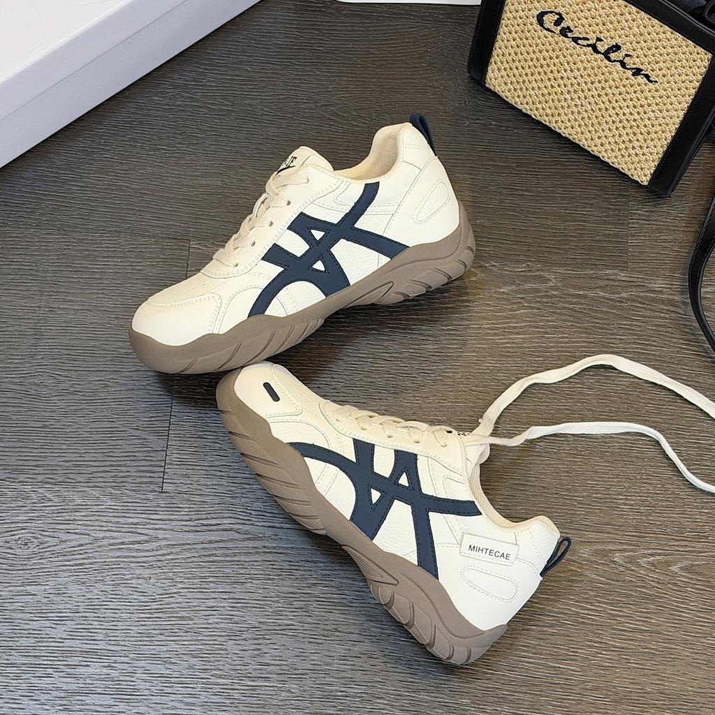 Platform-soled German training shoes women's spring new color matching retro lace-up inner height-increasing casual sports shoes Forrest Gump shoes
