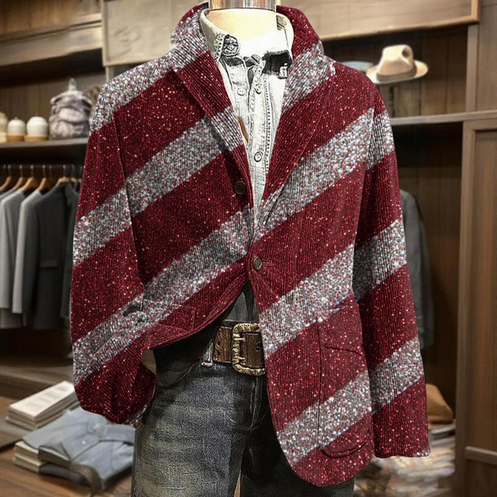 Мужская деловая повседневная мода Принтованная вельветовая куртка XXXXL