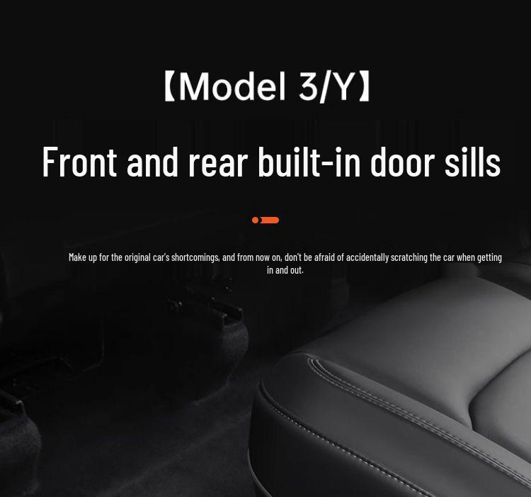Carbon Fiber Rear Door Sill Strips & Under-Seat Corner Protectors for Tesla Model 3/Y