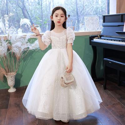 Children's Princess Dress Gift Crown Wedding Girl Wedding Host, Piano Performance Costume, Girl, High-end Birthday Evening Dress