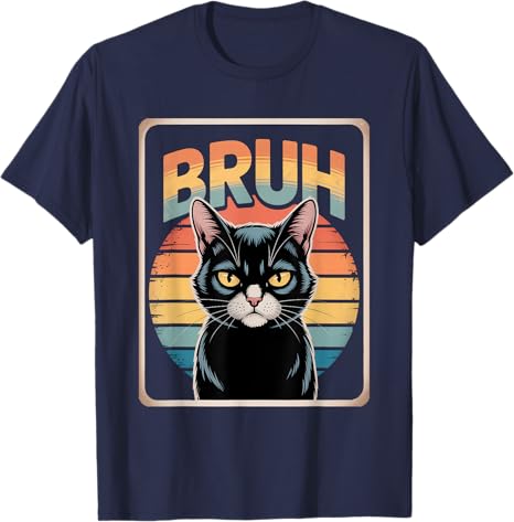 Funny Cat Bruh for Teens Boys Girls Unisex Women Meme Graphic TShirt Kitty Y2k Vintage Saying Tee Novelty Gift Short Sleeve Outfit