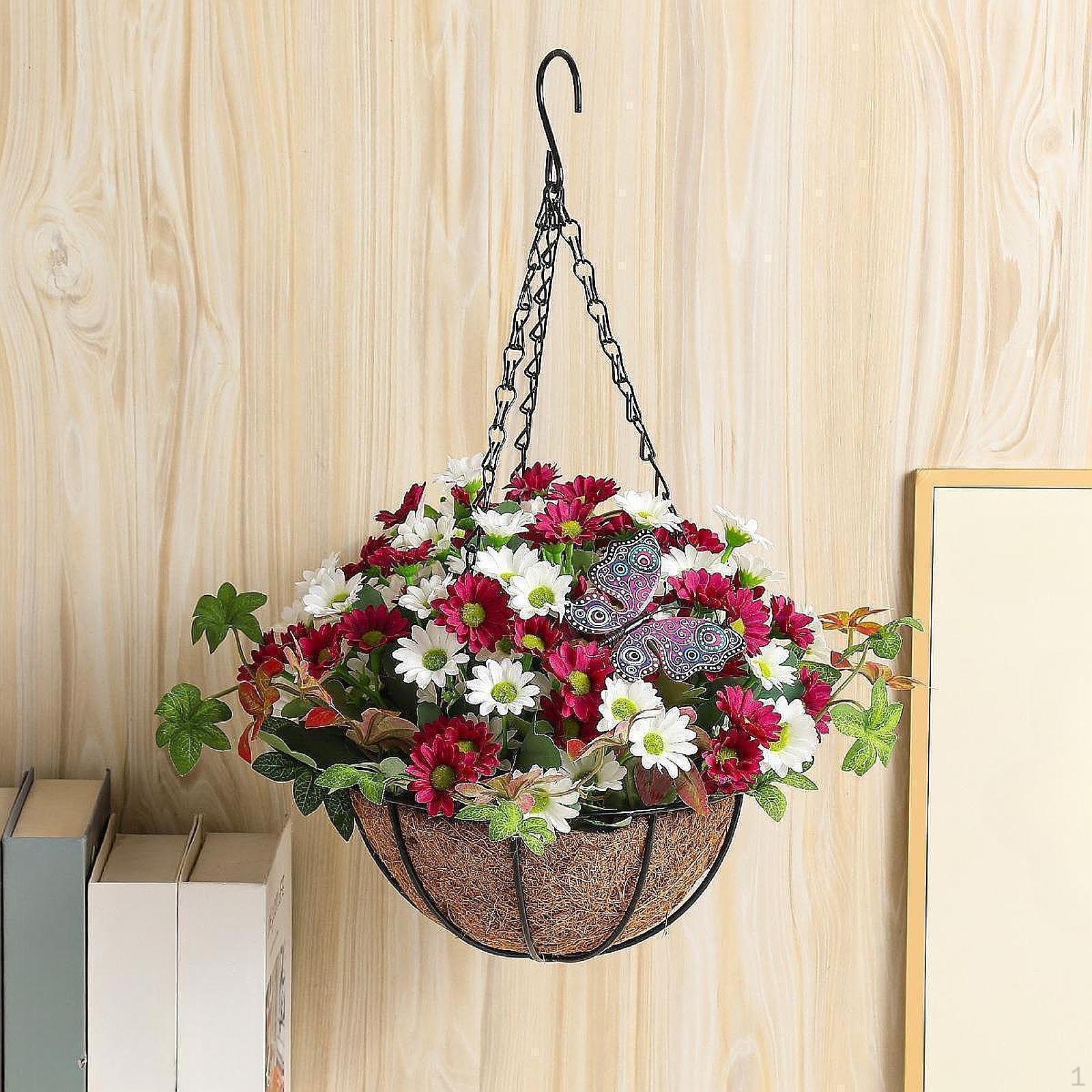 

Artificial Faux Hanging Flowers Plants Basket Decorarion Gift Elegant Planter for Style C