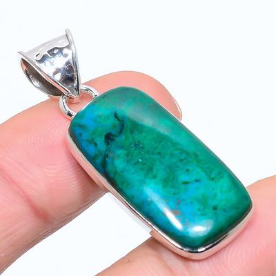 Naturalny Shattuckite Azuryt Srebro Próby 925 Biżuteria Wisiorek 1.77" T4Q87