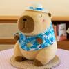 30cm Capybara Plush Dolls Wearing Beach Vacation Outfit Stuffed Animal Figure Dolls for Bedroom Or Office Decoration