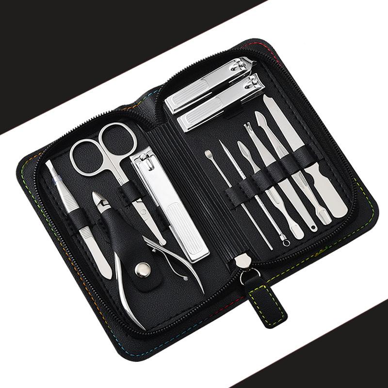 12 in 1 Luxury Pedicure Set Travel Manicure Set Men Nail Grooming Kit with Zipper Bag