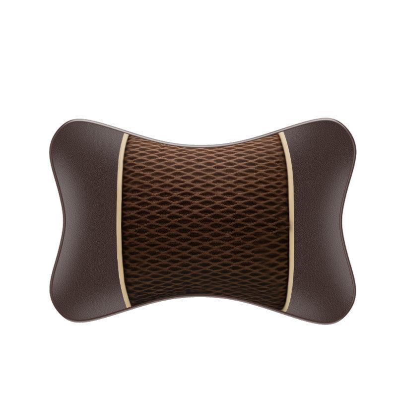 1pc Car Headrest PU Leather Mesh Breathable Neck Pillow - Soft, Comfortable Seat Rest Cushion for Neck Protection Accessories