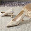 Luksusowe buty ślubne Xiuhe wysadzane diamentami, dla panny młodej, wysoki temperament, szpilki, szpiczaste noski, cienkie obcasy, pojedyncze buty nie są męczące.