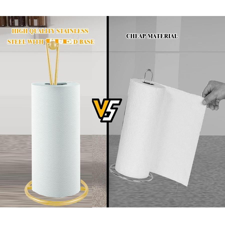 Paper Towel Holder/Iron Tabletop Roll Holder/Kitchen Dining Living Room/Multi-functional Organizer(Silvery and Black)