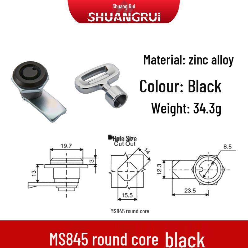 MS845 Mechanischer Zylinderschlossgriff, Zinklegierung, Flachkopf, Schrank-/Geräte-Industrie-Drehkippzylinder, Dreiecksschlüssel.