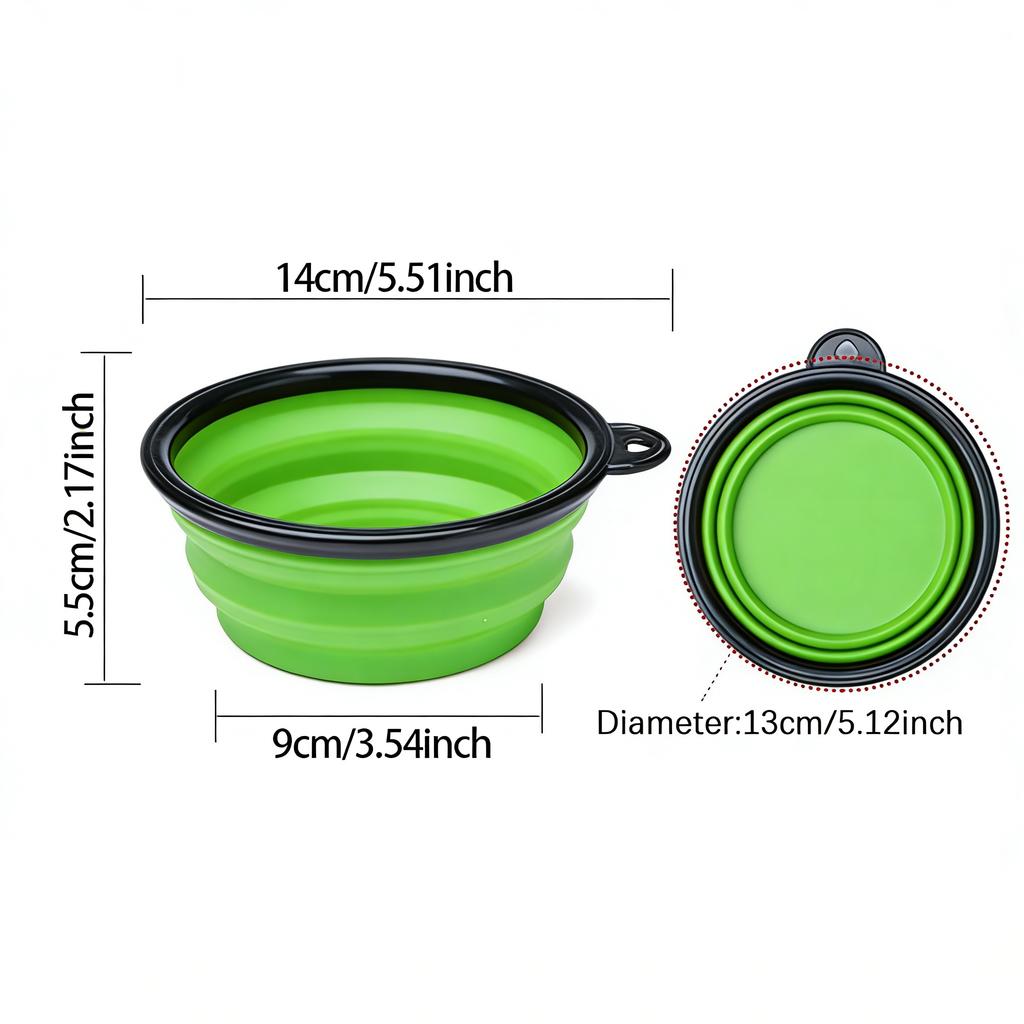 Pet Food Water Bowl 2-in-1 Dog Bowl, Silicone Foldable Portable Bowl, Four Seasons Outdoor Travel Collapsible Bowl, 1PC