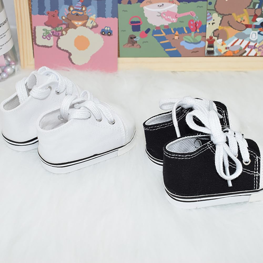 niannyyhouse 40cm Plush Canvas Shoes, Approx. 8.5cm Long, Dress-Up Cotton Doll, Doll Accessories (Black)