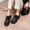Black Platform Small Leather Shoes, Autumn 2025 New College Lace-up Muffin Style Loafers, Versatile Single Shoes