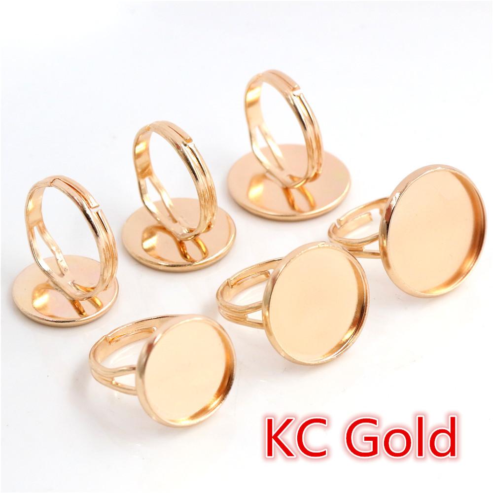 14mm-16mm-18mm 10pcs Rhodium Gold Silver Plated 8 Colors Brass Adjustable Ring Settings Blank,Fit 14-18mm Glass Cabochons Bezels