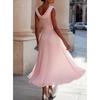 Tificy Spring Summer Fashion Womens Solid Color Print Sleeveless Oneck High Waist Casual Dresses