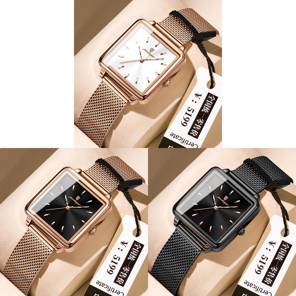 Swiss Ladies Square Watch Quartz Waterproof Fashion Jewelry For Casual Wear