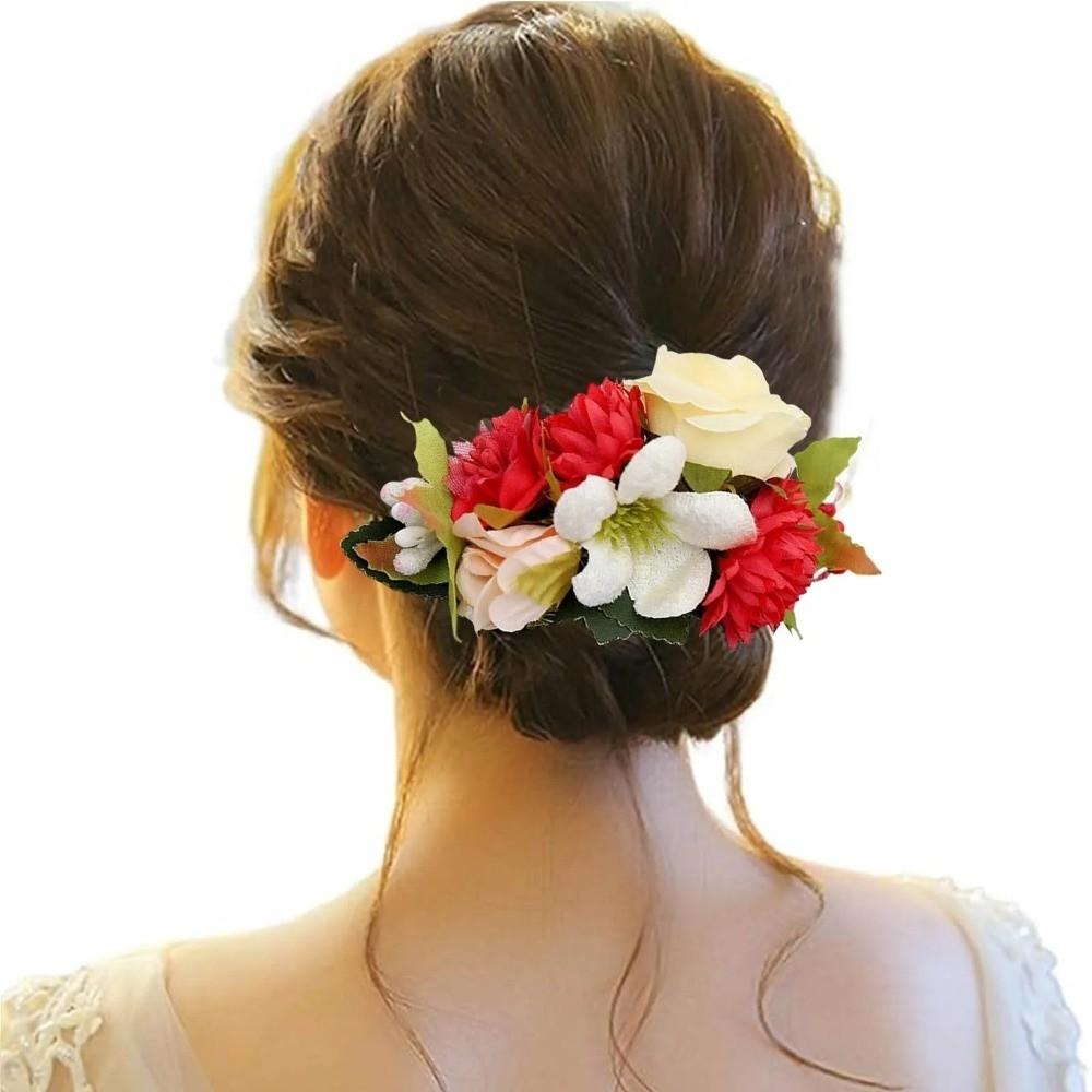 Vielseitiger Teller Haarschmuck Romantischer Blumen Haarkamm Vintage Metall Braut Haarschmuck Stoff Retro Rose Brautjungfern Kopfschmuck Damen