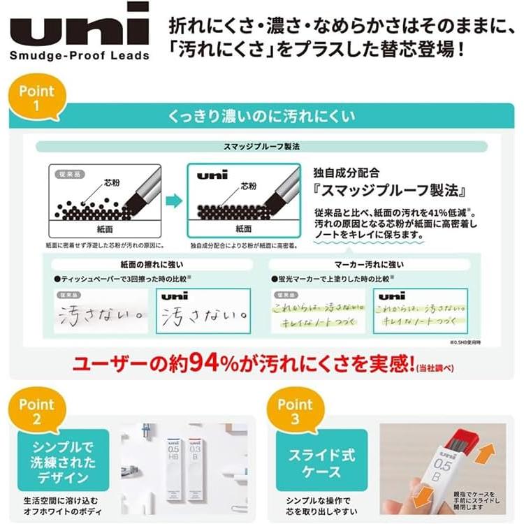 Mitsubishi Pencil Lead Refills, 0.5mm, HB, 40 Leads Per Tube, ULS0540HB, Smudge-Resistant and Durable Core for Clean Notes, Easy-Access Slide Case,