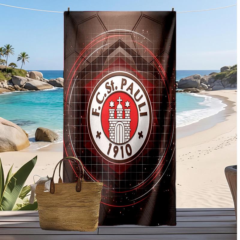 FC St. Πετσέτα Παραλίας με Σχέδιο Ποδοσφαίρου Pauli, Μεγάλη Μαλακή Πετσέτα Γρήγορου Στεγνώματος για Παραλία Κάμπινγκ Κολύμπι