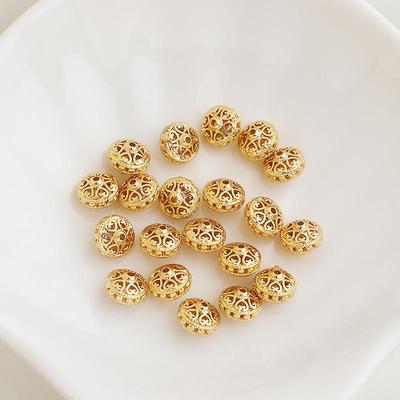 Mărgele Distanțiere Farfurie Zburătoare Plăcuță Aur 14K Păstrarea Culorii 8mm Roată de Anvelopă Vintage Rotundă Accesorii DIY pentru Împletit.