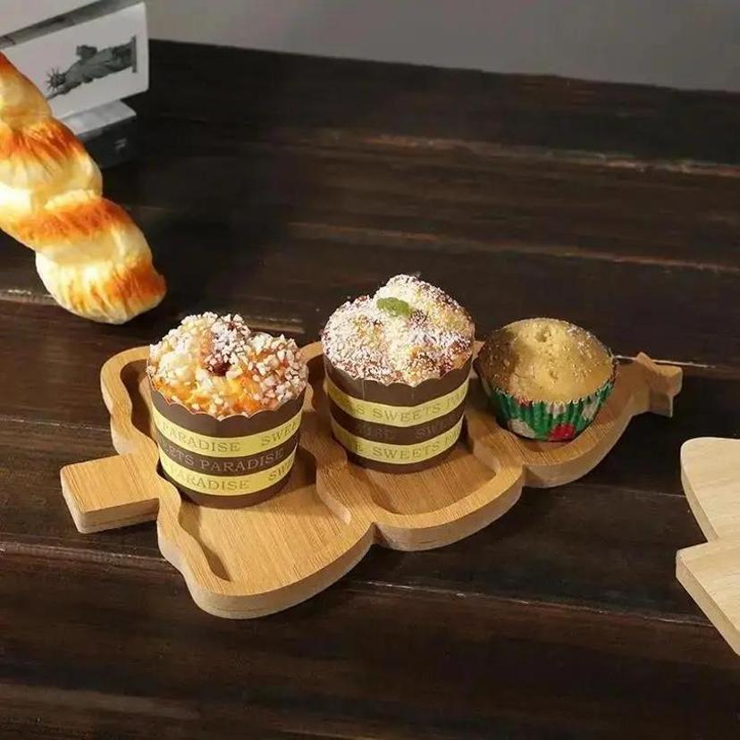 1 Pcs Wooden Christmas Tree Tray Restaurant Decoration Home Dried Fruit Snack Plate Bamboo And Wood Dining Plate