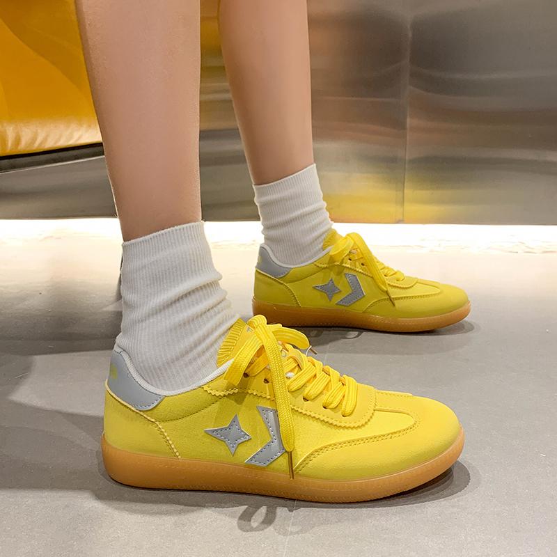 Fashion Spring and Autumn Fashion Trimmed Thick-soled Women's Sports Shoe Lace-up Flat-soled Couple Style Moral Training Shoes Plus Size