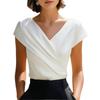 Short Sleeve V-Neck Wrap Top Summer Ladies' Shirt Simple Pullovers T-shirt  Business Casual