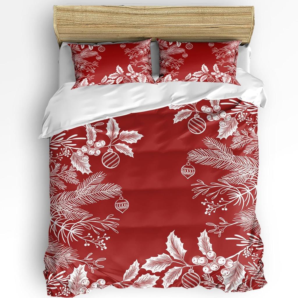 Comforter Christmas King Size Christmas Tree Ball Snowflake Quilt Soft Bedding For Boys Girls Adult Bedroom Decoration 3 Pcs